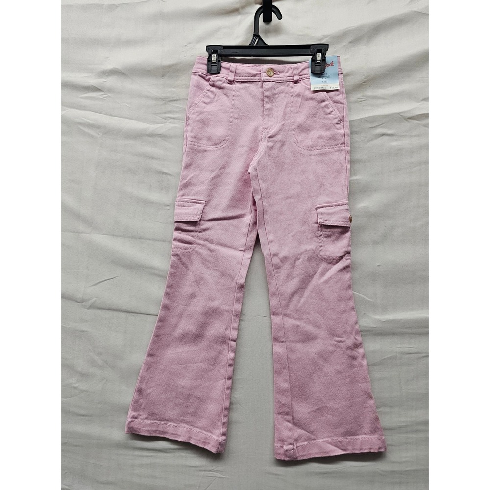Cat & Jack Girls Flare Cargo Pants Pink Cotton Blend Casual Size Medium 8